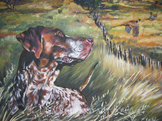 German Shorthaired Pointer GSP dog portrait art  PRINT of LAShepard painting 8x10"