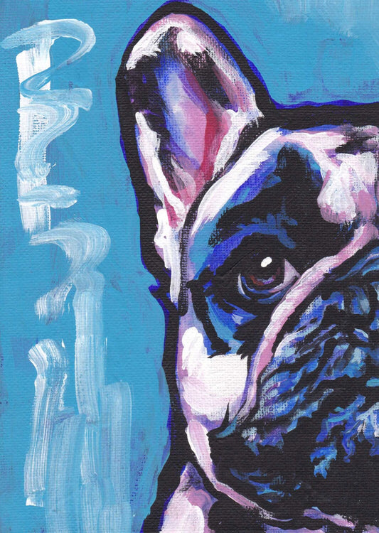 French Bulldog print of pop dog art painting bright colorful frenchie dog portrait 13x19