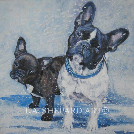 FRENCH BULLDOG art portrait PRINT of LAShepard painting frenchie dogs 8x8"