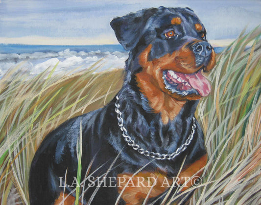 ROTTWEILER dog ART portrait PRINT of LAShepard painting 8x10"