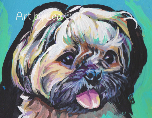 Shih Tzu Dog art print of modern pop art painting bright colors 8.5x11