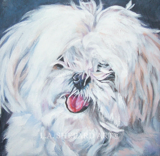 Maltese dog art portrait print of LA Shepard painting 8x8"