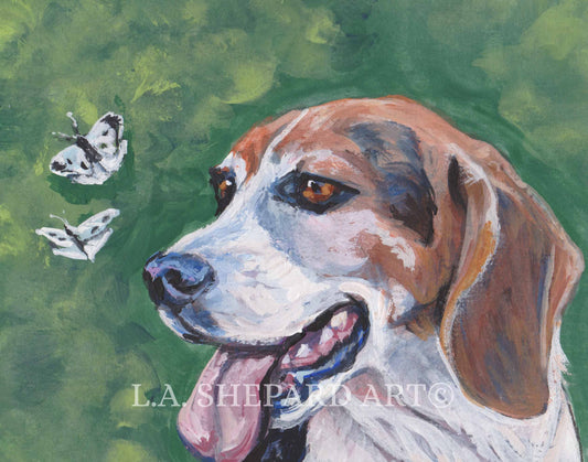 BEAGLE dog portrait ART canvas PRINT of LAShepard painting 8x10"