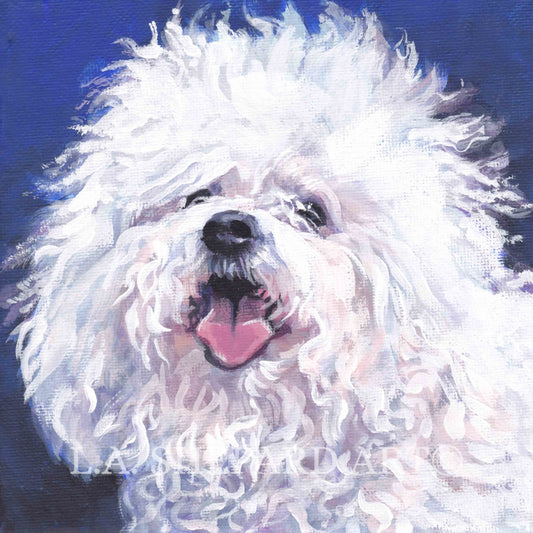 Bichon Bolognese dog art portrait print of LA Shepard painting 12x12"
