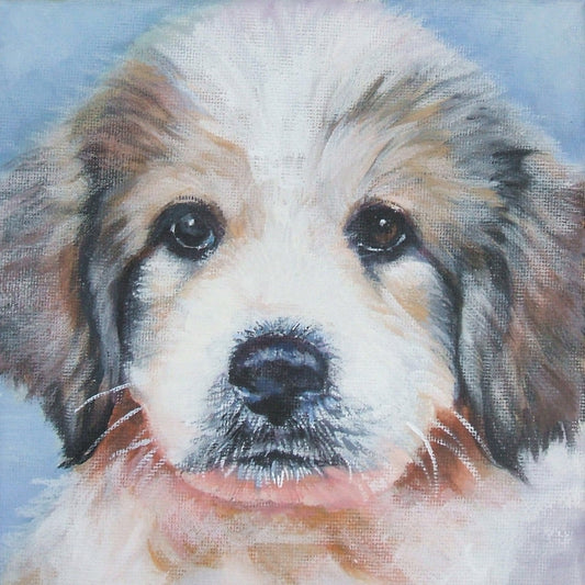 Great Pyrenees dog art CANVAS giclee print of LA Shepard painting 8x8" portrait