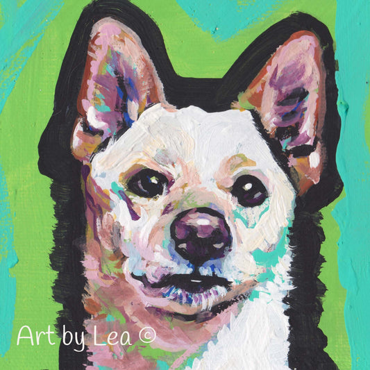 Shiba Inu portrait giclee print modern pop art colorful dog 8x8"
