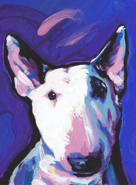 Bull Terrier art portrait print of pop art dog painting bright colors 13x19