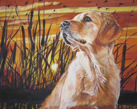 GOLDEN Retriever dog PORTRAIT art canvas PRINT of LAShepard painting 8x10"