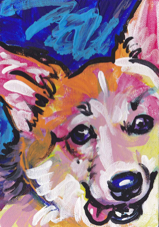 Pembroke Welsh Corgi dog art print pop art bright colors 13x19"
