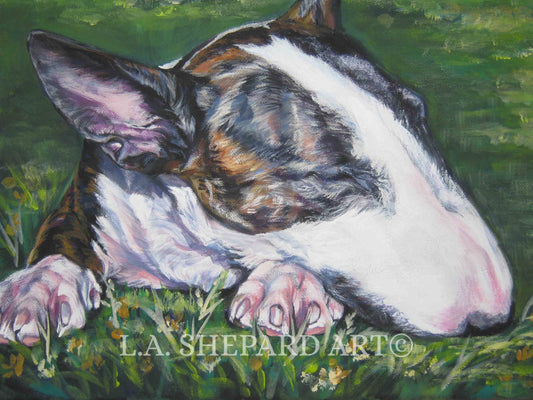 BULL TERRIER dog portrait art canvas PRINT of LAShepard painting 8x10"