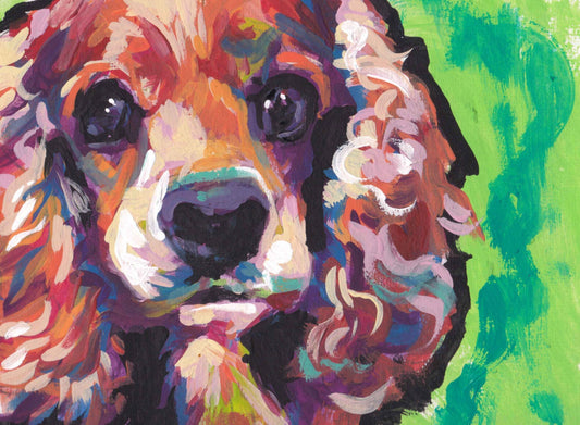 american COCKER SPANIEL dog portrait print of pop art painting 13x19"