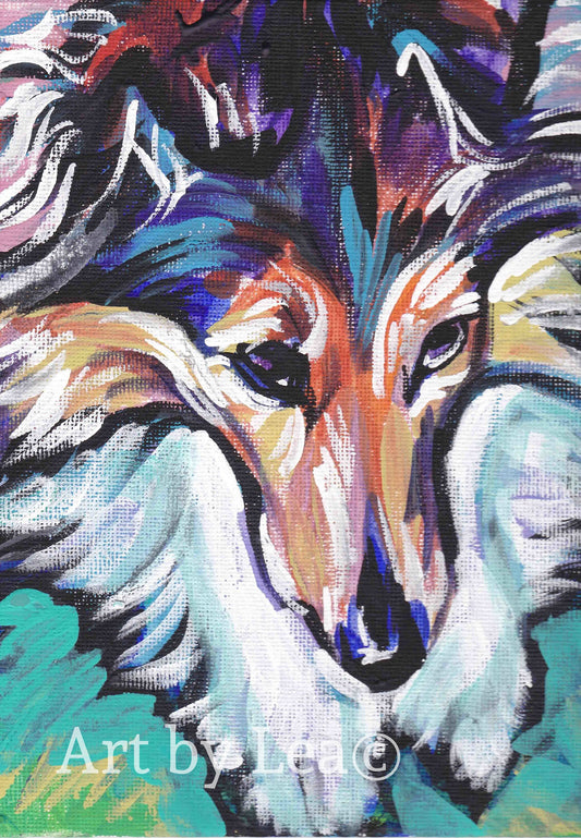 Shetland Sheepdog Sheltie art print dog pop art bright colors 13x19" LEA