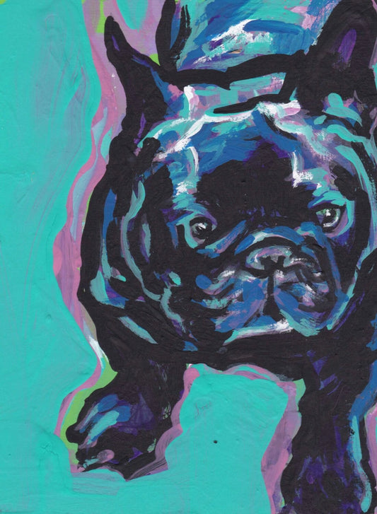 French Bulldog print of pop art painting bright colorful frenchie 13x19