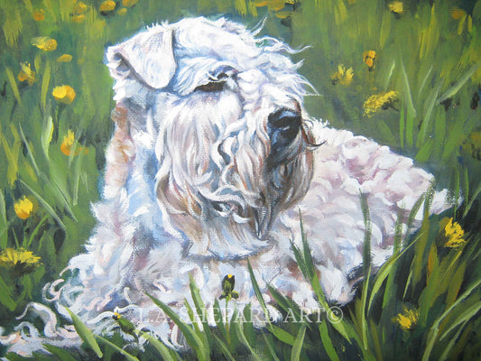 Wheaten Terrier dog art print of LA Shepard painting 12x16