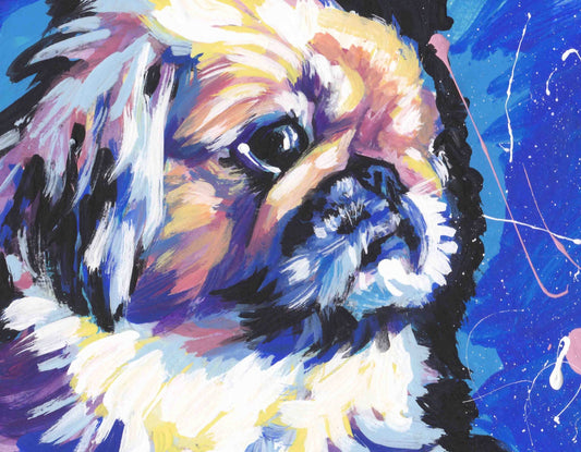 Pekingese Dog art print modern pop dog art bright colors 8.5x11"