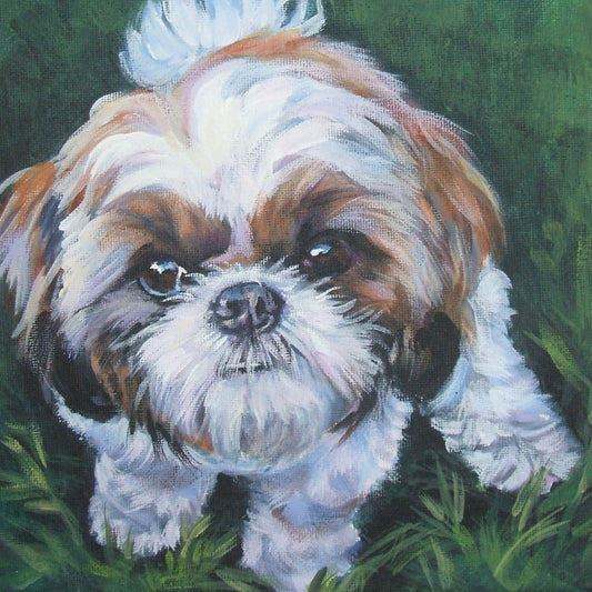 SHIH TZU Dog art portrait PRINT of LAShepard painting 8x8