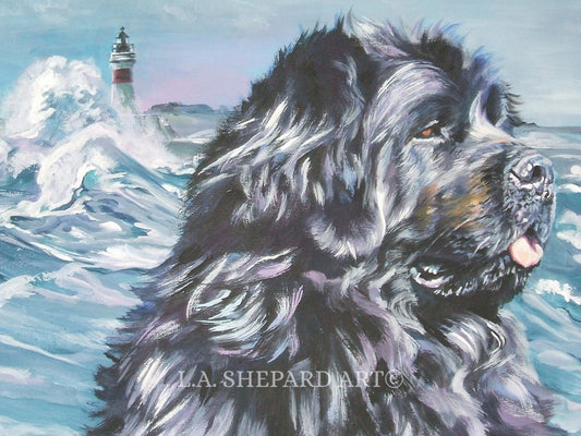 NEWFOUNDLAND dog ART portrait canvas PRINT of LAShepard painting 8x10