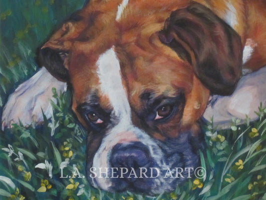 BOXER DOG ART portrait canvas print of LAShepard painting 8x10