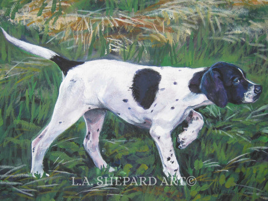 ENGLISH POINTER DOG art canvas print of LAShepard painting 8x10