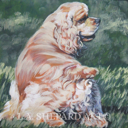 Cocker Spaniel "Summer Walk with my Cocker Spaniel" Giclée Print of Original Painting by LA Shepard