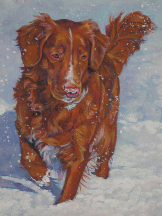 Nova Scotia Duck Tolling Retriever TOLLER dog ART canvas PRINT of LAShepard painting 12x16"