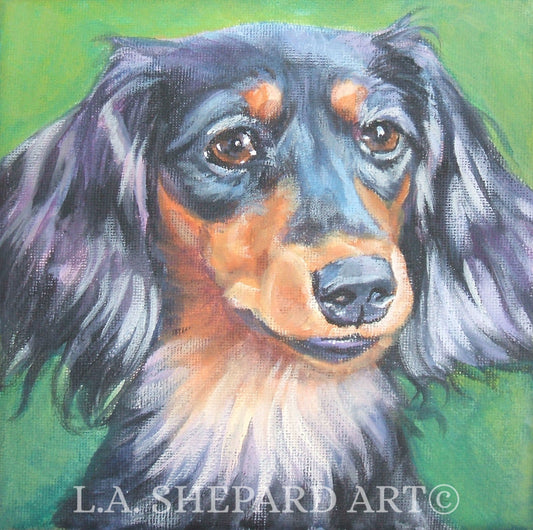 DACHSHUND DOG ART portrait print of LAShepard painting 12x12