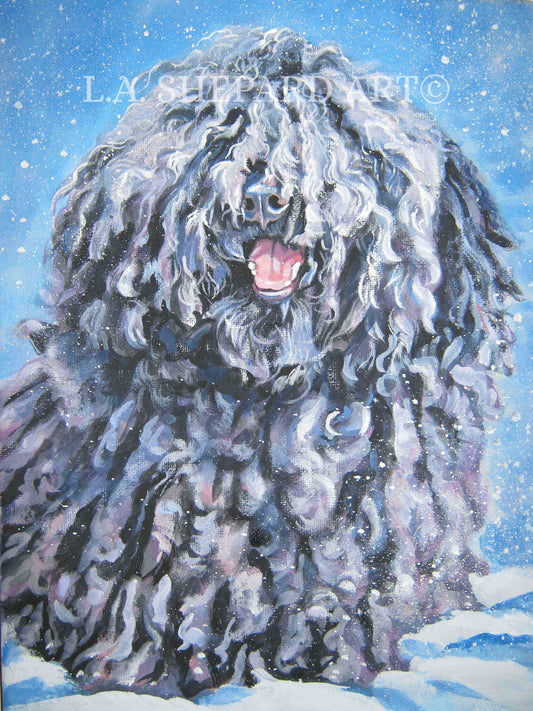 PULI DOG PORTRAIT art print of LAShepard painting 12x16