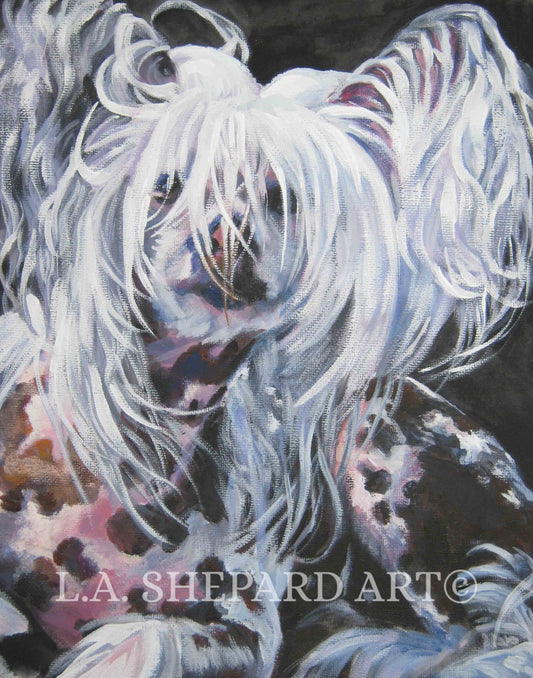 CHINESE CRESTED dog ART portrait canvas print of LAShepard painting 8x10
