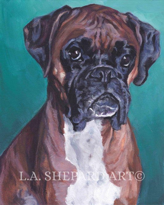 BOXER DOG PORTRAIT art print of LAShepard painting 8x10