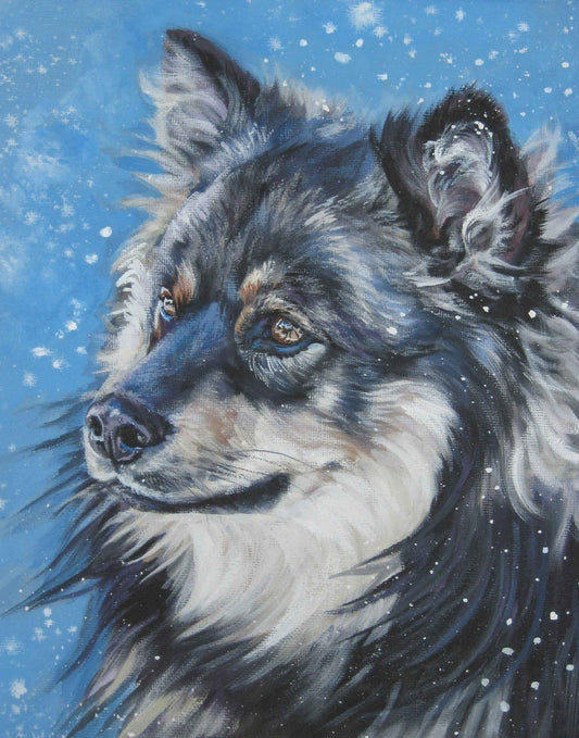 Finnish Lapphund portrait CANVAS print of LA Shepard painting 11x14 dog art