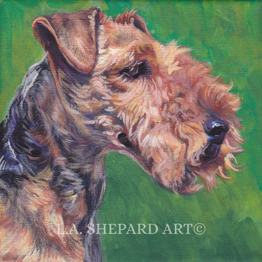 WELSH TERRIER dog PORTRAIT  art canvas print of LAShepard painting 8x8