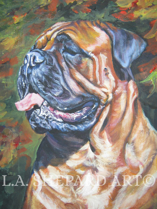 BULLMASTIFF dog art portrait PRINT of LAShepard painting 8x10"