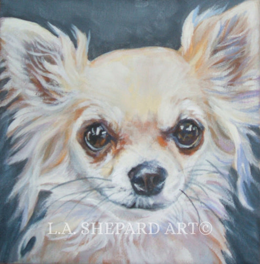 Chihuahua portrait dog art print of LA Shepard painting 8x8