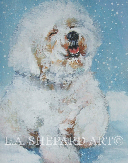 BICHON FRISE dog art PRINT of LAShepard painting 11x14