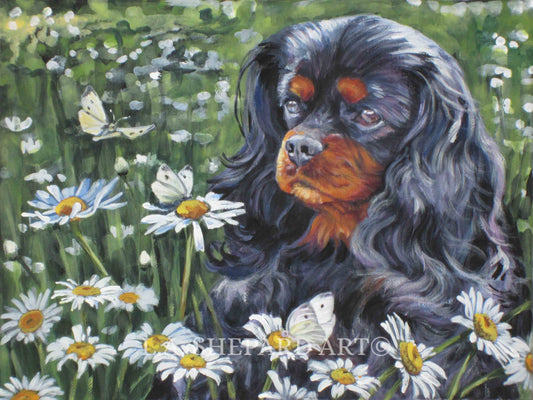 CAVALIER king charles spaniel DOG art portrait PRINT of LAShepard painting 8x10