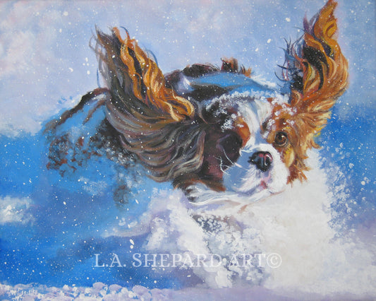 Cavalier King Charles Spaniel DOG ART canvas PRINT by LAShepard painting 11x14"