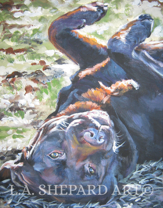 Labrador retriever CHOCOLATE LAB dog ART canvas print of LAShepard painting 8x10 chocolate lab