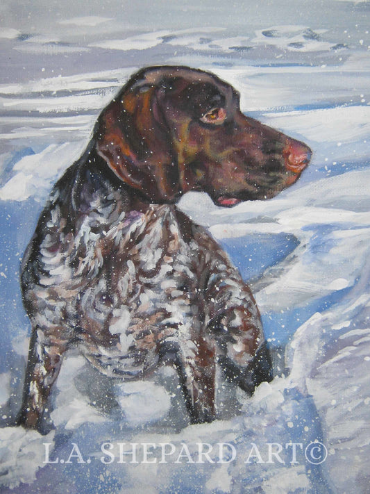 German Shorthaired Pointer GSP DOG ART print of LAShepard painting 8x10