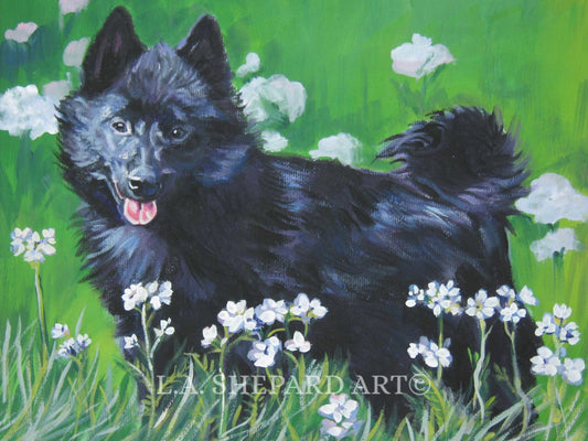 SCHIPPERKE DOG ART canvas print of LAShepard painting 8x10