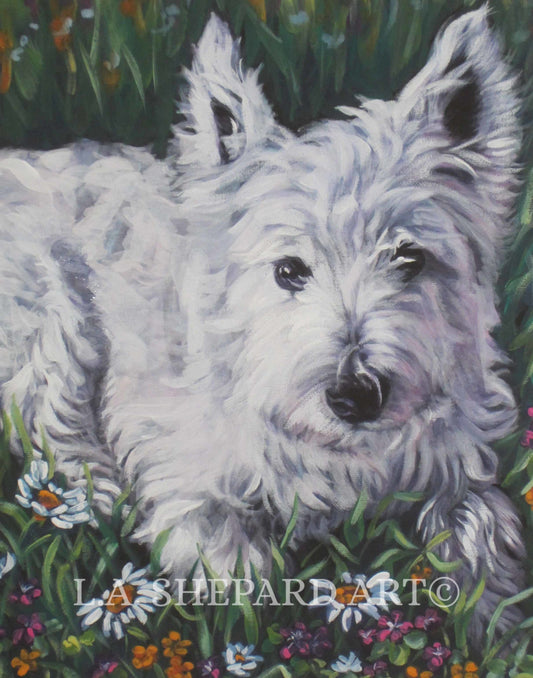 West Highland Terrier westie dog portrait art print of LA Shepard painting 8x10"