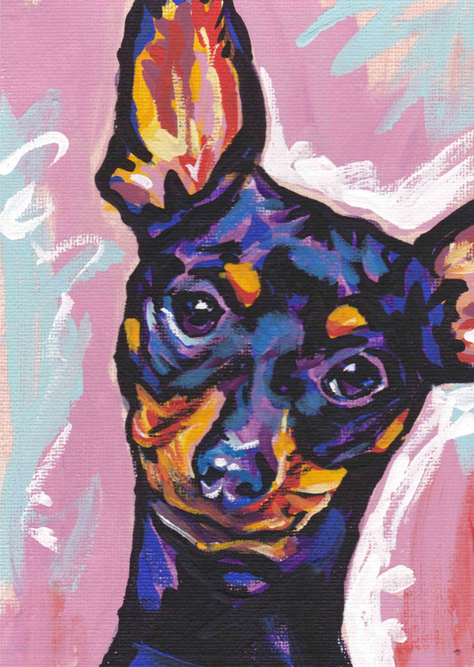 MINIATURE PINSCHER art print pop dog art PRINT bright colors 8.5x11"min pin