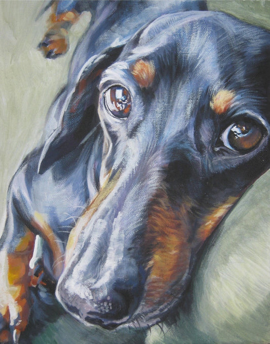 DACHSHUND dog PORTRAIT art canvas PRINT of painting by LAShepard 11x14"