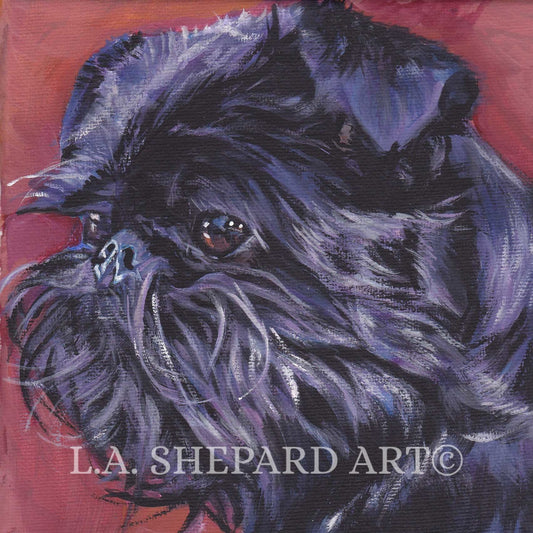 BRUSSELS GRIFFON dog art portrait PRINT of LAShepard painting 8x8"