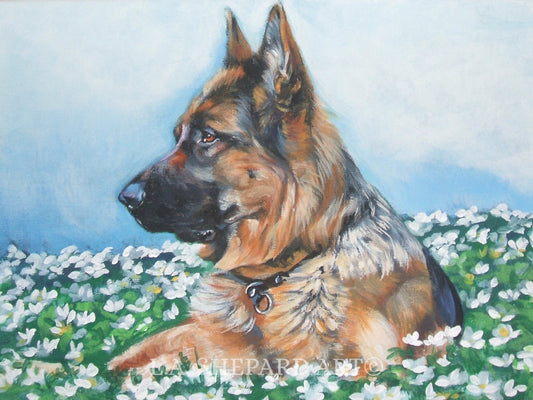 GSD German Shepherd DOG art portrait PRINT of LAShepard painting 8x10"