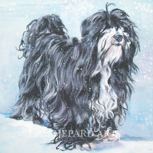 TIBETAN TERRIER dog art canvas PRINT of LAShepard dog painting 8x8