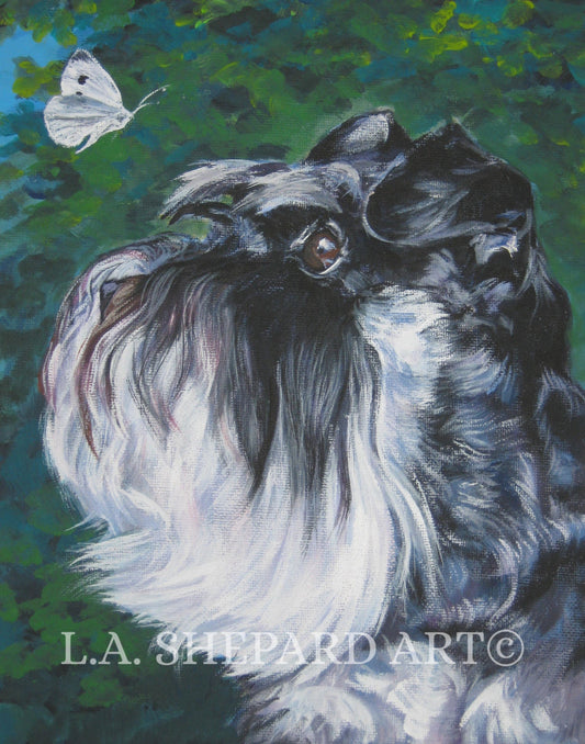 Miniature SCHNAUZER DOG ART portrait print of LAShepard painting 11x14