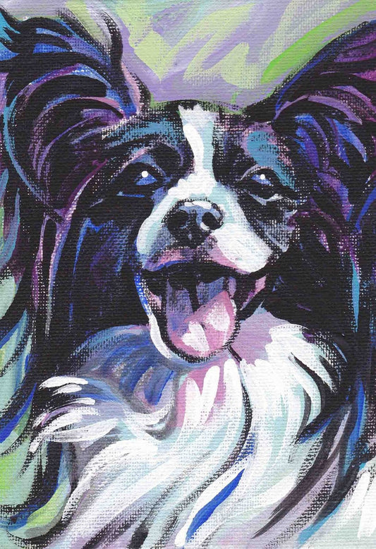 Papillon art portrait print dog pop art bright colors 8.5x11"