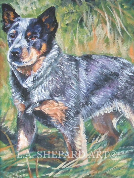 Australian Cattle Dog blue heeler art print of L.A.Shepard painting 12x16