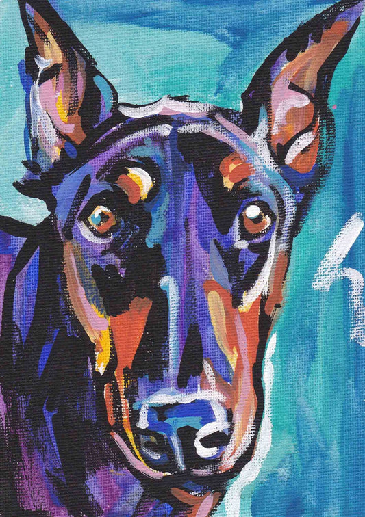 Doberman Pinscher art print dog pop art bright colors 8.5x11" LEA