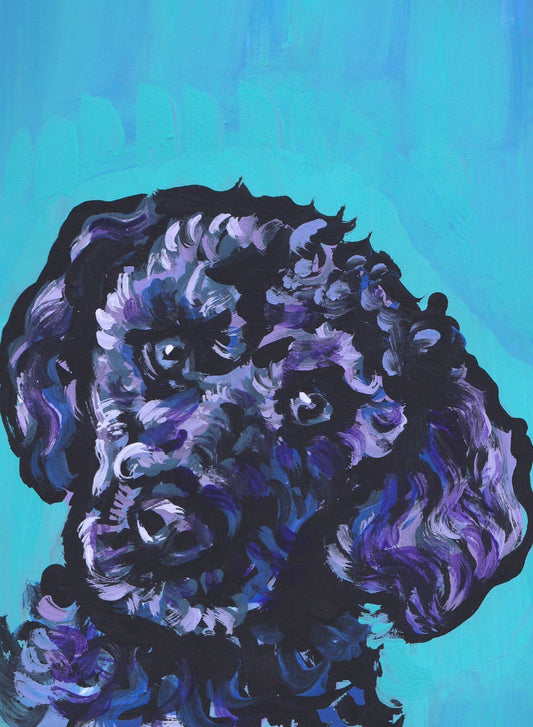 labradoodle DOODLE art print of pop dog art painting bright colors 13x19"